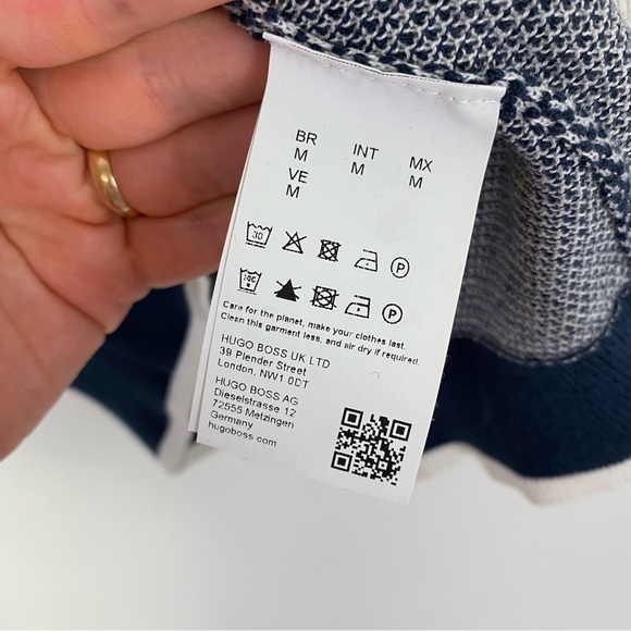 Hugo Boss Sweater Polo Mens Size Medium Navy Blue Short Sleeve Pullover - Picture 6 of 8